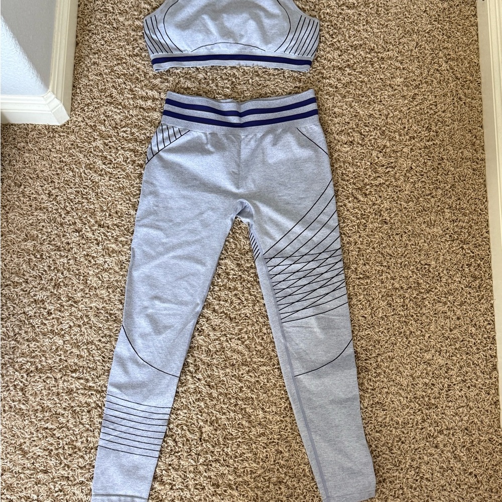 Fabletics Gray and Navy Athletic Ensemble